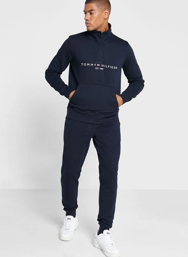 TOMMY HILFIGER Logo Mock Turtleneck Half Zip Sweatshirt