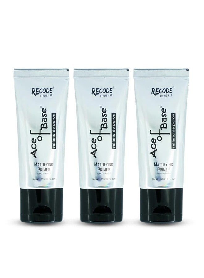 Recode Ace of Base Mattifying Primer for Face Makeup | 3x30ml | Applicable on Oily & Dry Skin | Blurs Fine Lines, Wrinkles & Pores - Image 1