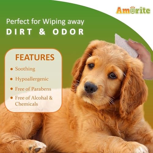 AMORITE Anti-Bacterial 80 Count Pet Wipes with Fresh Apple Scent for Dogs, Puppies & Pets | Suitable for All Types of Pets' Dry Bathing, Daily Care, Paw Cleaning Wipes (Pack of 1) - Image 4
