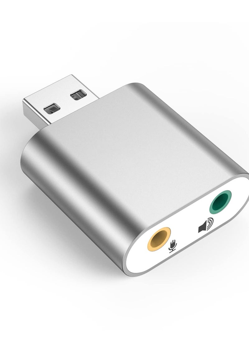 SOLARAE محول صوت استيريو خارجي USB، بطاقة صوت استيريو خارجية 7.1 قناة، مناسبة لجهاز PS4، ميكروفون سماعة 3.5 مم TRS TRRS، ماك، لينوكس، لابتوب - Image 1