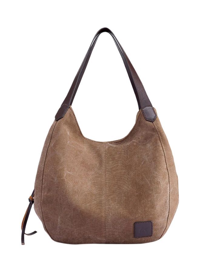 NIBEMINENT Stitched Detailed Shopper/Tote Bag Brown - Image 1