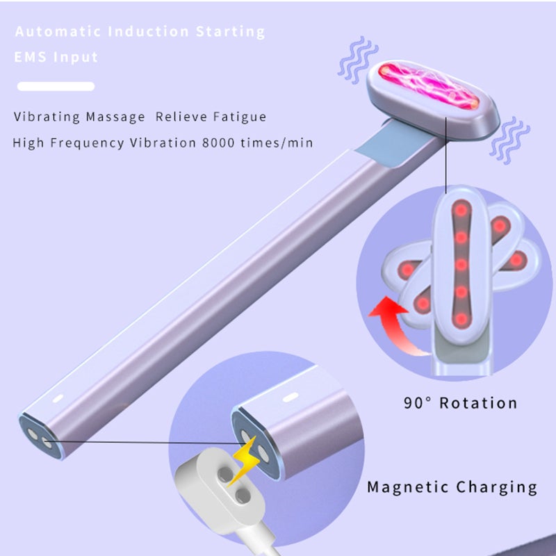 Rotatable Beauty Device Eye Massager Red Light Therapy Hot Compress Microcurrent Vibration Anti-aging Anti-Wrinkle Skin Tightening Magnetic Charging - Image 5
