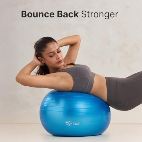 CULT Anti-Burst Gym Ball 55 cm -Exercise & Balance, Yoga, Pilates, Core & Ab Workouts Durable 100kg Ball with Pump - Image 3