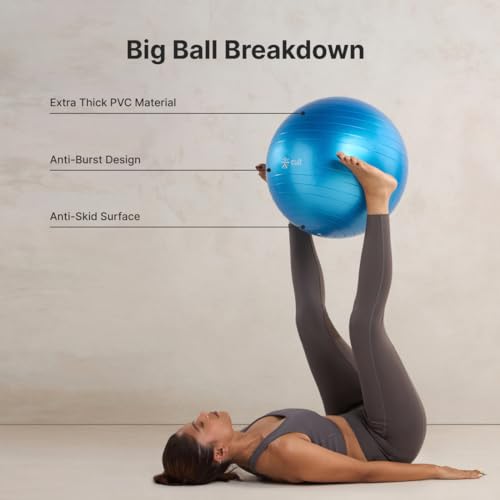 CULT Anti-Burst Gym Ball 55 cm -Exercise & Balance, Yoga, Pilates, Core & Ab Workouts Durable 100kg Ball with Pump - Image 5