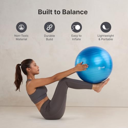CULT Anti-Burst Gym Ball 55 cm -Exercise & Balance, Yoga, Pilates, Core & Ab Workouts Durable 100kg Ball with Pump - Image 4