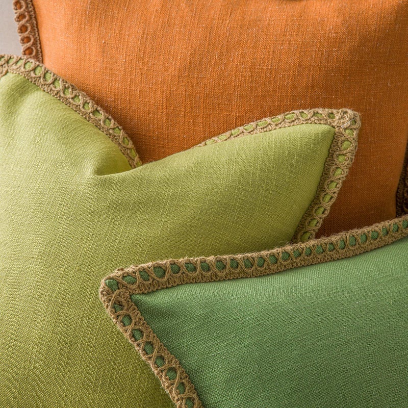 Phantoscope Pack of 2 Farmhouse Decorative Throw Decorative Pillow Cover Burlap Linen Pillow Covers Trimmed Tailored Edges Green, Plain, 12 x 20 inches, 30 x 50 cm - Image 4
