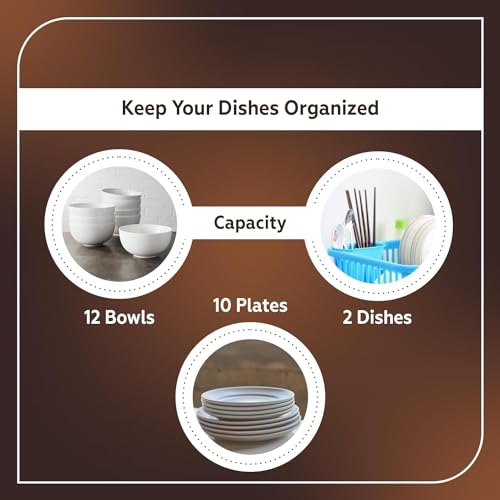 RADIANT Basket Drainer & Dish Rack for Kitchen with Drainer/Utensil Stand/Bartan Stand (Plastic, Brown), 23 x 46 x 56 cm - Image 5