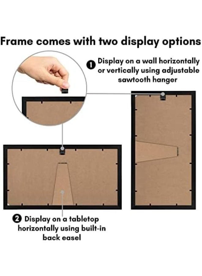 Americanflat 4x6 Collage Picture Frame with Shatter-Resistant Glass - Fits Three 4x6 Photos or Use as One 8x16 Picture Frame - Signature Collection - Collage Frames for Tabletop and Wall - Black - Image 2