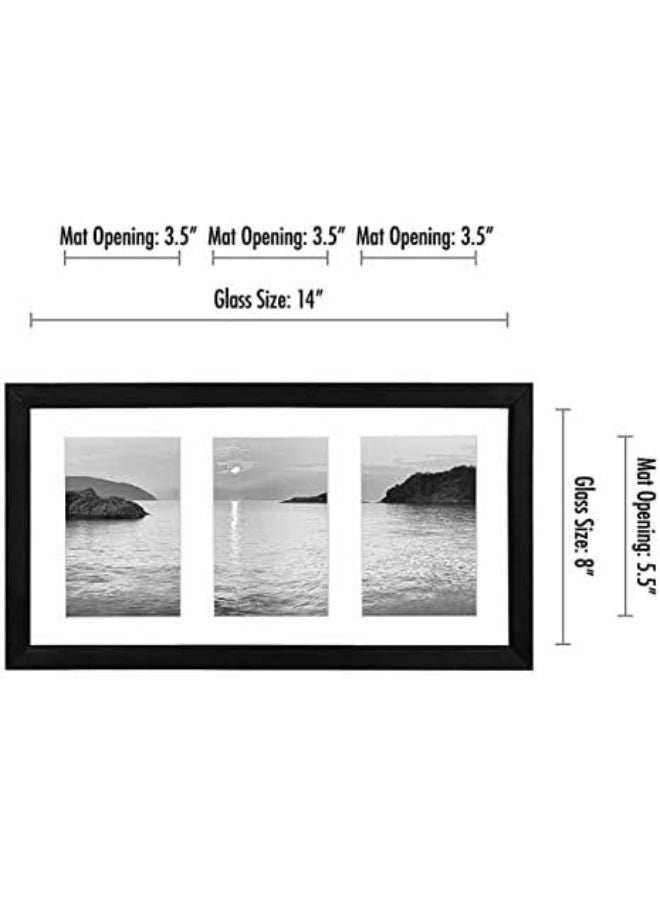 Americanflat 4x6 Collage Picture Frame with Shatter-Resistant Glass - Fits Three 4x6 Photos or Use as One 8x16 Picture Frame - Signature Collection - Collage Frames for Tabletop and Wall - Black - Image 3