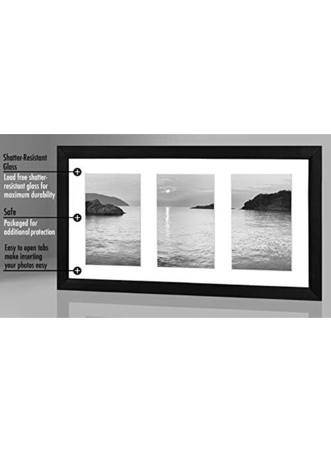Americanflat 4x6 Collage Picture Frame with Shatter-Resistant Glass - Fits Three 4x6 Photos or Use as One 8x16 Picture Frame - Signature Collection - Collage Frames for Tabletop and Wall - Black - Image 5