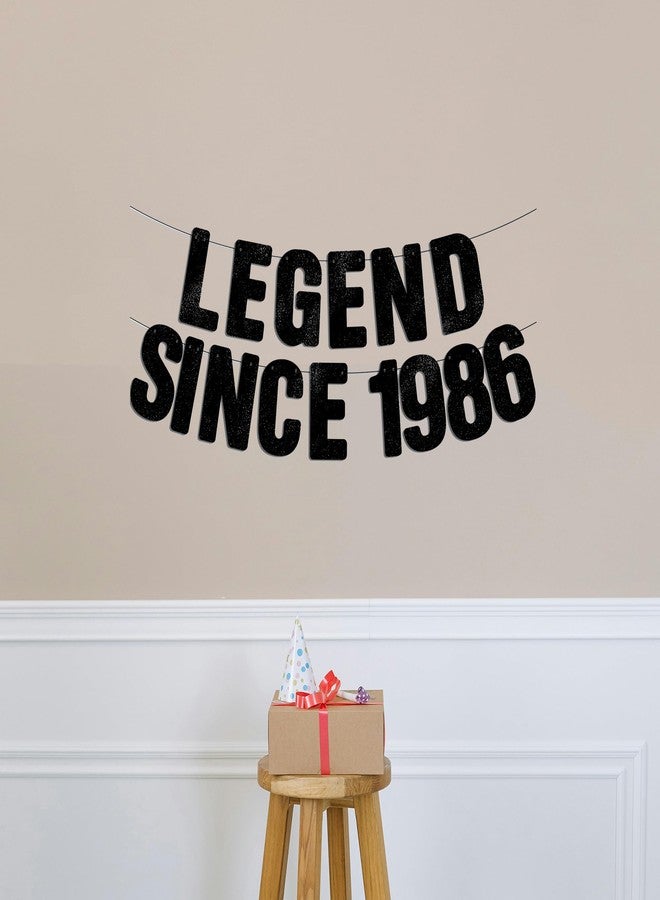 JunyRuny Pre-Strung Legend Since 1986 Black Glitter Banner, Happy 40th Birthday Decorations for Men, 40 Year Old Anniversary Party Decor for Women - Image 5