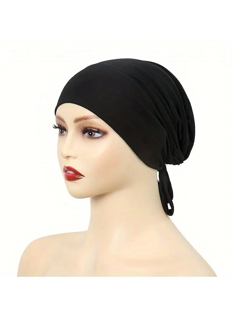 طقم مكون من قطعتين من أوشحة الشيفون الأنيقة بلون واحد مع رباط خلفي للغطاء السفلي، قطعة واحدة من الحجاب الواقي من الشمس الرقيق والقابل للتهوية، وقطعة واحدة من غطاء الحجاب الداخلي المرن من المودال - Image 4