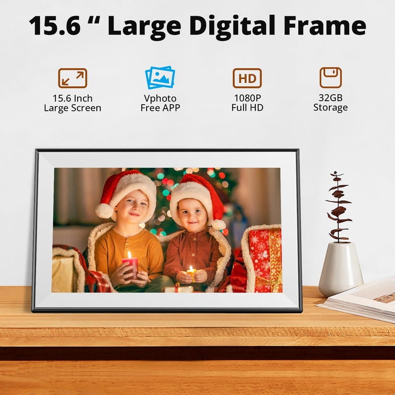 Dragon Touch 15.6 Inch Large Digital Picture Frame - WiFi Digital Photo Frame with 32GB Storage, FHD 1080P Touch Screen, Auto-Rotate, Share Photos/Videos Instantly via Free App Best Gifts for Mom - Image 2