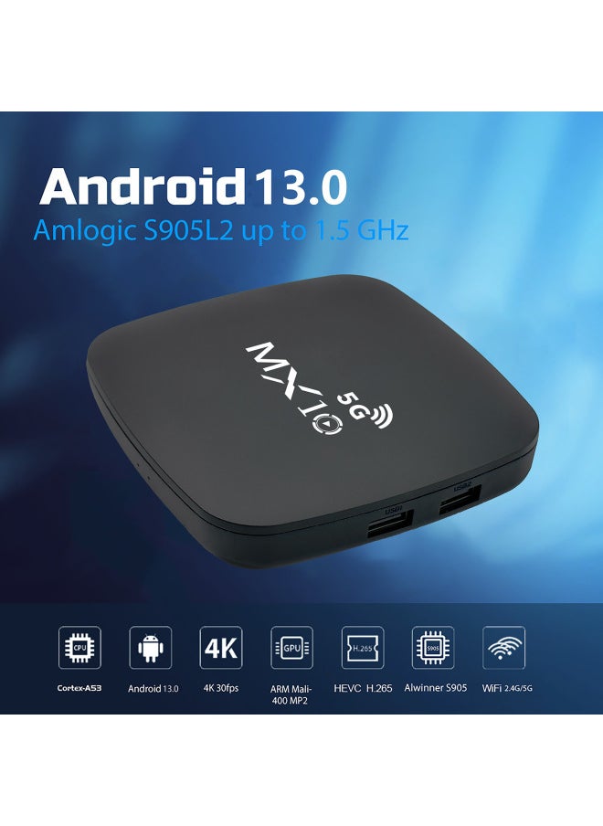 Generic - MX10 5G Network TV Set-top Box Android 13ATV System HD WIFI Player Box-Color:MX10 5G - Image 1