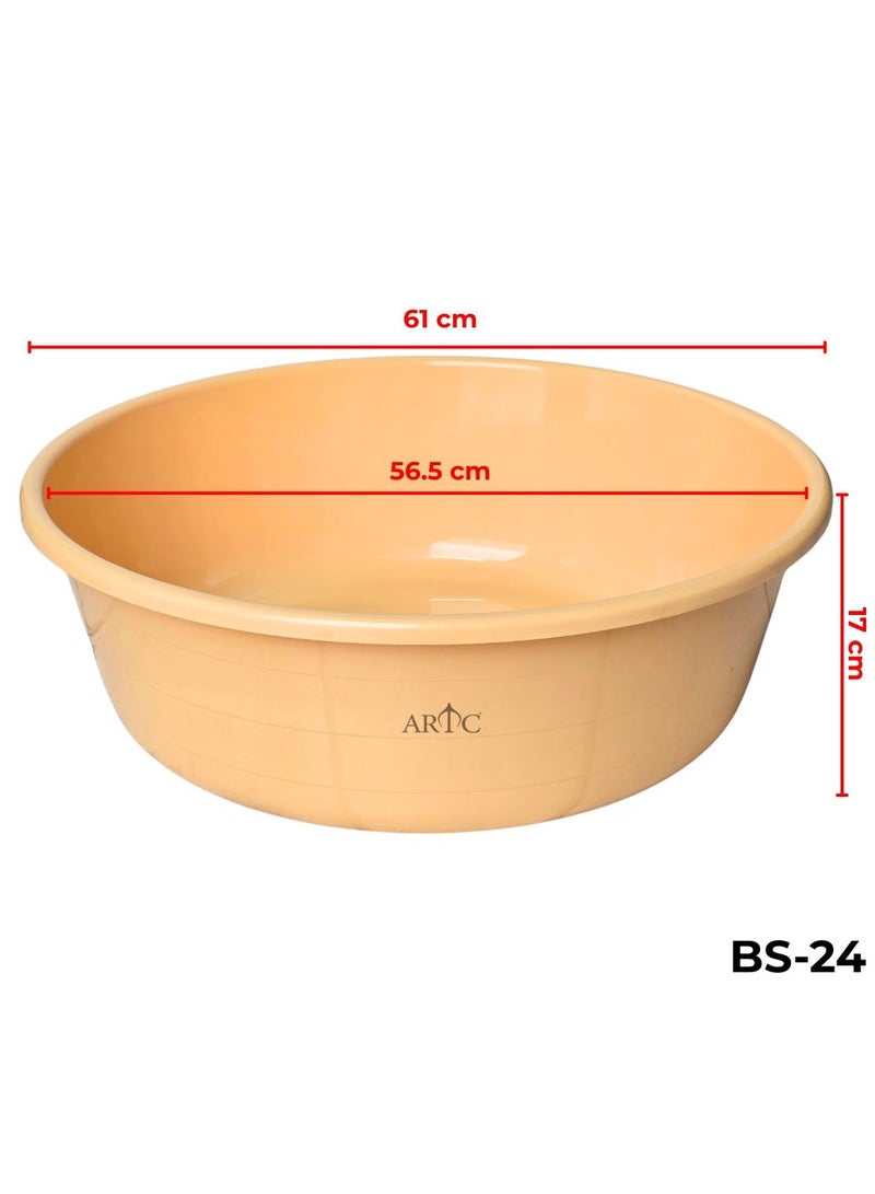 اي ار تي سي حوض استحمام ARTC بلاستيكي متين سعة 36 لترًا (بيج) - حوض دائري فاخر متعدد الأغراض للغسيل وغسل الأطباق والتنظيف والنقع وتخزين المياه وتنظيم المنزل - قابل للتكديس ومتين - Image 2