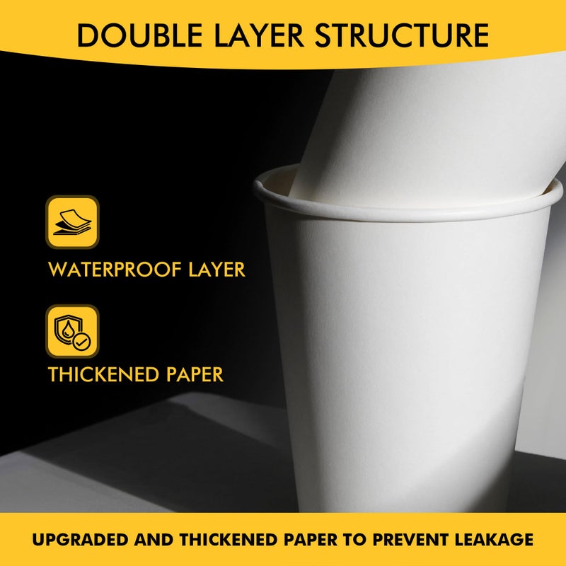 RACETOP [100 pack] Disposable Coffee Cups with Lids 12 oz, Hot Paper Cups with Lids, To Go Cup with Lid - Image 4