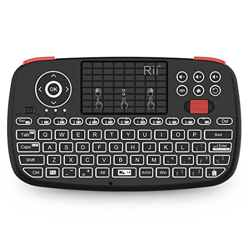 Rii (Upgrade) i4 Mini Bluetooth Keyboard with Touchpad, Blacklit Portable Wireless Keyboard with 2.4G USB Dongle for Smartphones, PC, Tablet, Laptop TV Box iOS Android Windows Mac.Black - Image 1