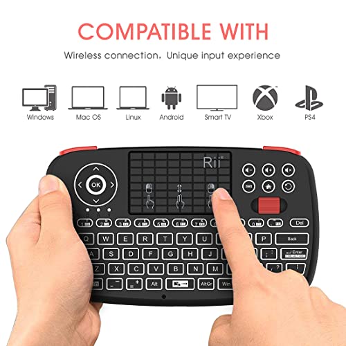 Rii (Upgrade) i4 Mini Bluetooth Keyboard with Touchpad, Blacklit Portable Wireless Keyboard with 2.4G USB Dongle for Smartphones, PC, Tablet, Laptop TV Box iOS Android Windows Mac.Black - Image 5