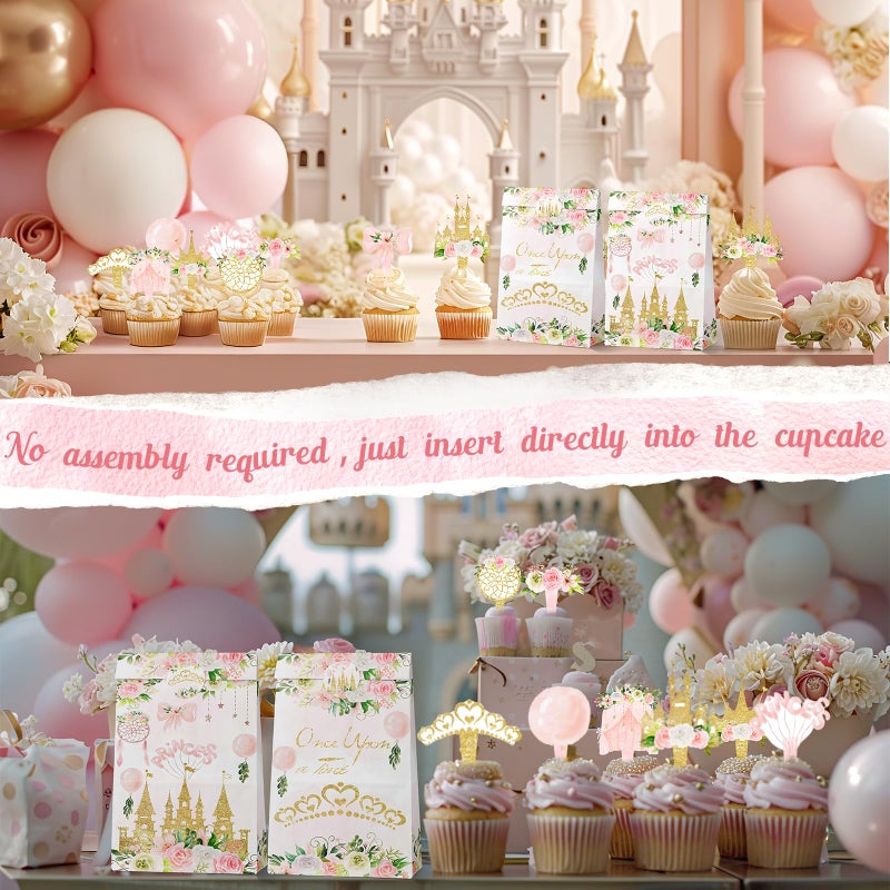 HaPiBiDesign 40 Pcs Princess Cupcake Toppers - Elegant Princess Party Decorations and Princess Cake Decor - Perfect for Princess Birthday Cupcake Toppers, Princess Baby Shower, and Fairy Tale Theme Party - Image 5