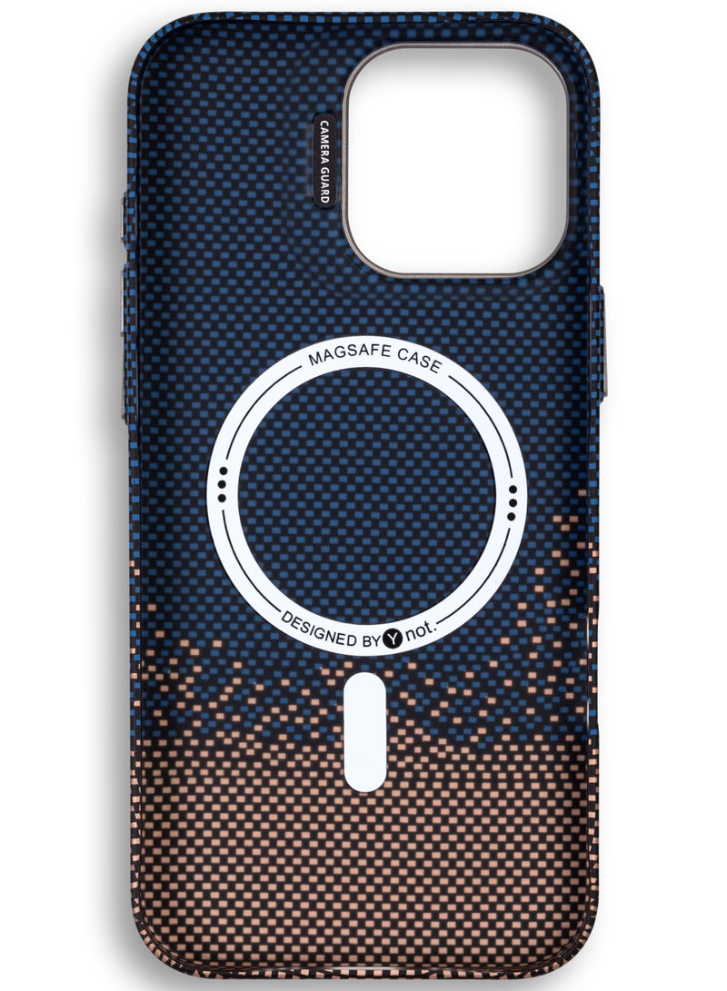 YNOT MagSafe Carbon Fiber Kevlar Protective Case with Camera Holder for iPhone 15 Pro - Blue speckled brown - Image 3