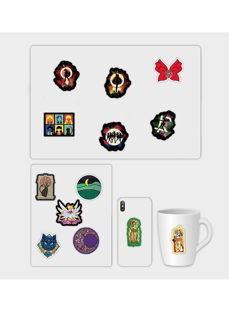 100 Pcs Sailor Moon Waterproof Stickers Cute Anime Cartoon Vinyl Aesthetic Sticker Laptop Skateboard Luggage Computer Water Bottle Graffiti Sticker Packs for Kids Teens Girls Adults - Image 4