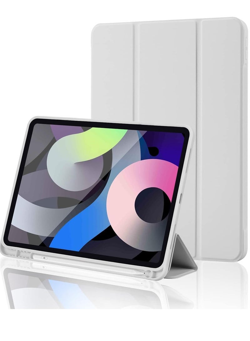 SmartGrist iPad 10th Generation Case 2022 with Pencil Holder, 10.9 Inch Soft TPU Back Protective Smart Case with Auto Wake/Sleep, Trifold Stand - Gray - Image 1