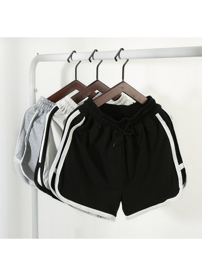 Womens Summer Sports Shorts Casual Plus Size Yoga Running BeachwearK55 Black K55 Black  - Image 3