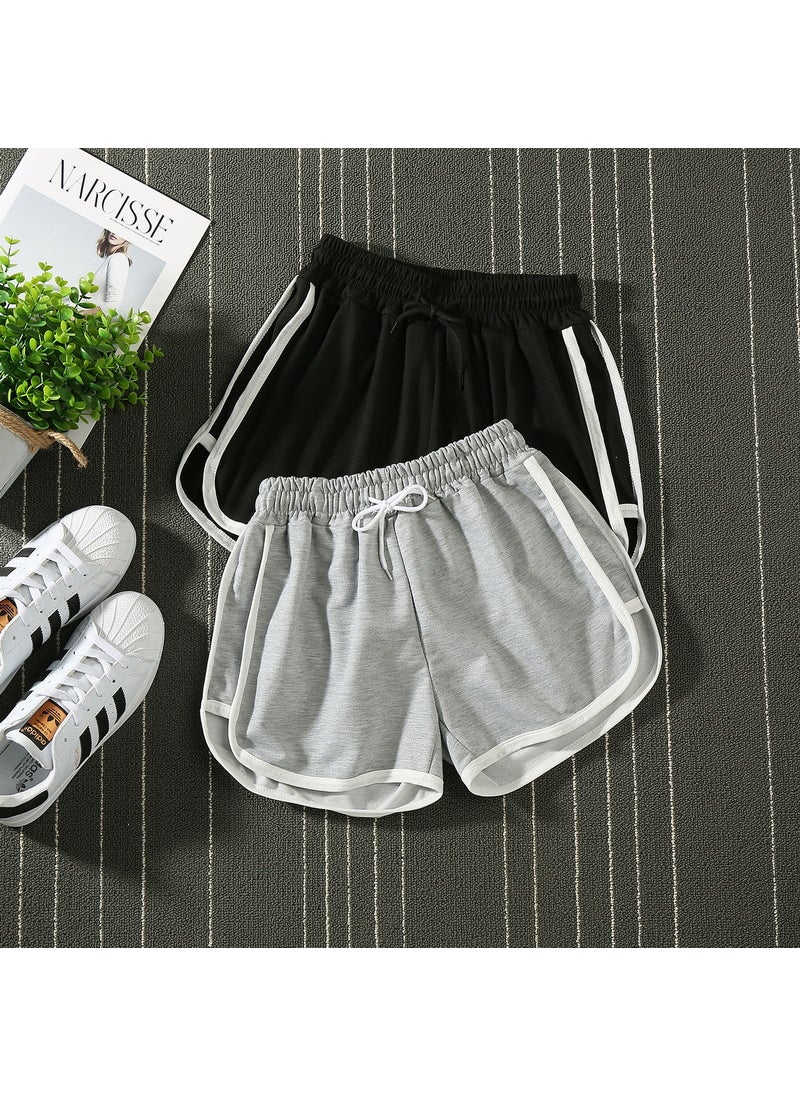 Womens Summer Sports Shorts Casual Plus Size Yoga Running BeachwearK55 Black K55 Black  - Image 5