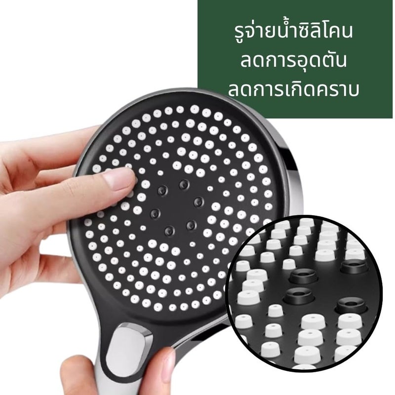 Handheld Shower Head Set with Hose and Wall Holder, Chrome, Round, Multi Spray - 3 Spray Modes - Image 4