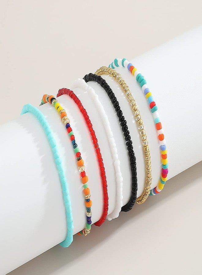 Asphire Bohemian Layered Beaded Bracelet Elastic Multicolor Beads - Image 5
