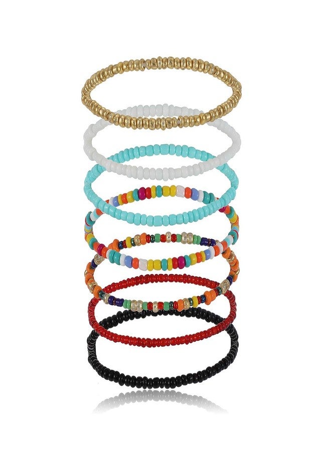 Asphire Bohemian Layered Beaded Bracelet Elastic Multicolor Beads - Image 2