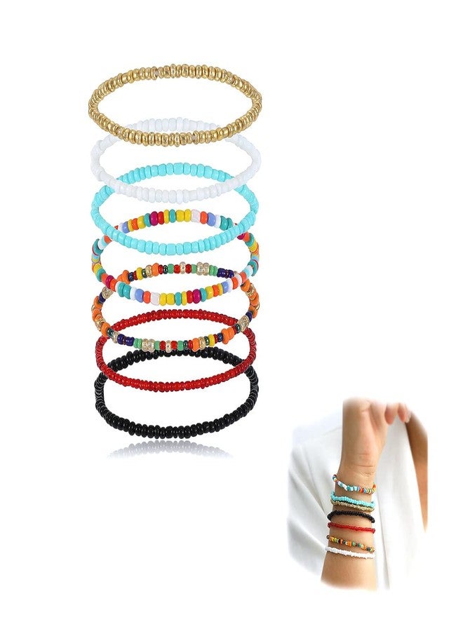 Asphire Bohemian Layered Beaded Bracelet Elastic Multicolor Beads - Image 1