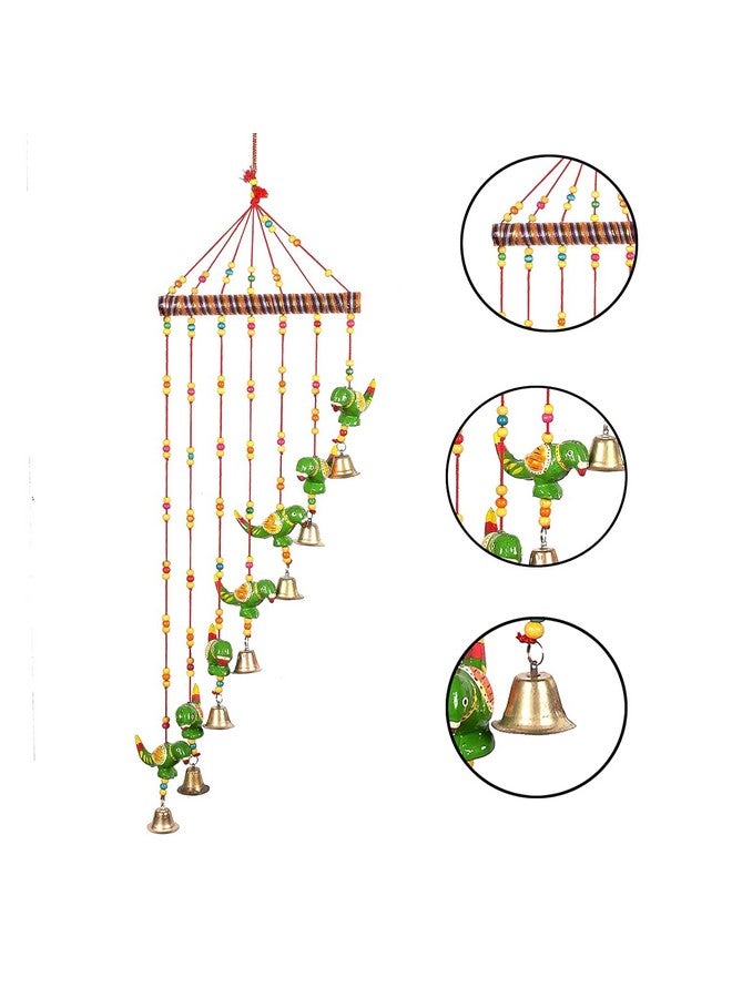 Craftomanic® 2 Handmade Multicolor Parrot Wall Hanging with Bells/Entrance Door Hanging/Traditional Religious Festive Purpose (68 cm,Wood) - Image 4