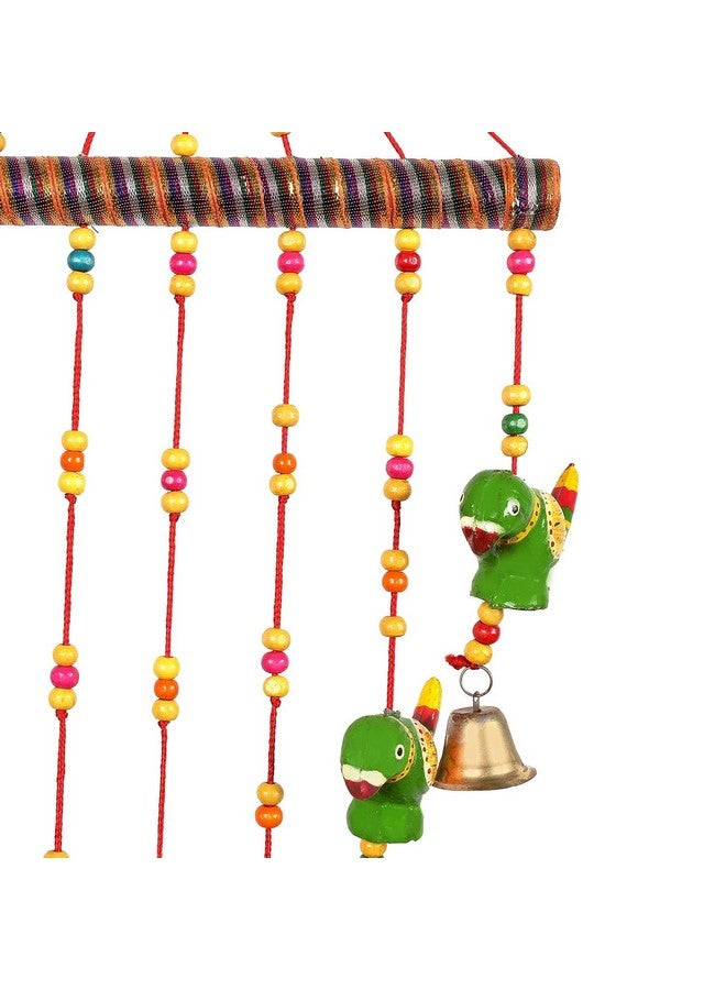 Craftomanic® 2 Handmade Multicolor Parrot Wall Hanging with Bells/Entrance Door Hanging/Traditional Religious Festive Purpose (68 cm,Wood) - Image 2