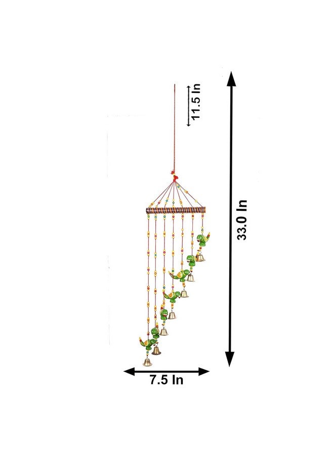 Craftomanic® 2 Handmade Multicolor Parrot Wall Hanging with Bells/Entrance Door Hanging/Traditional Religious Festive Purpose (68 cm,Wood) - Image 5