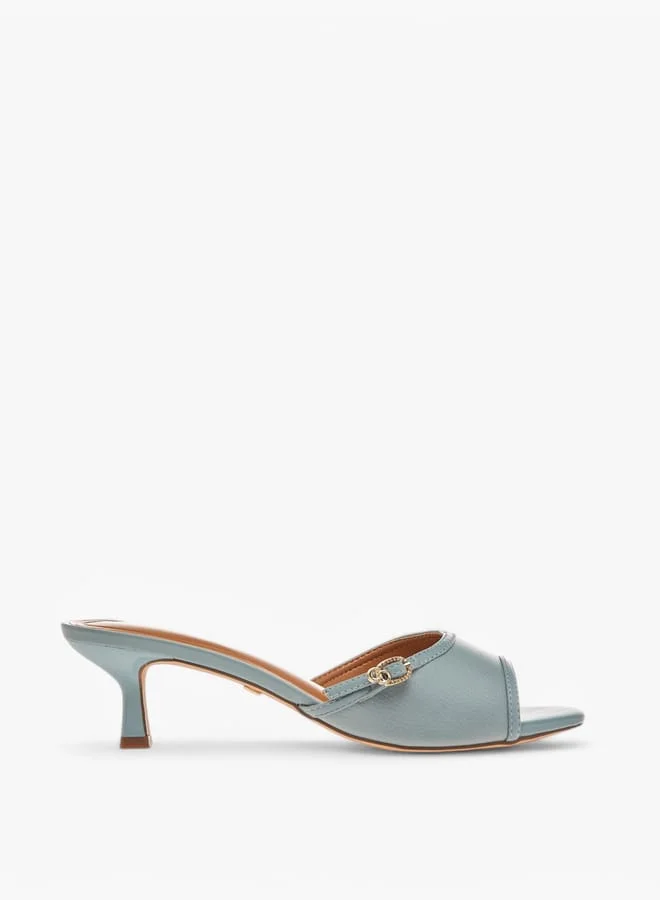 Celeste Women's Buckle Accent Slip-On Sandals with Kitten Heels