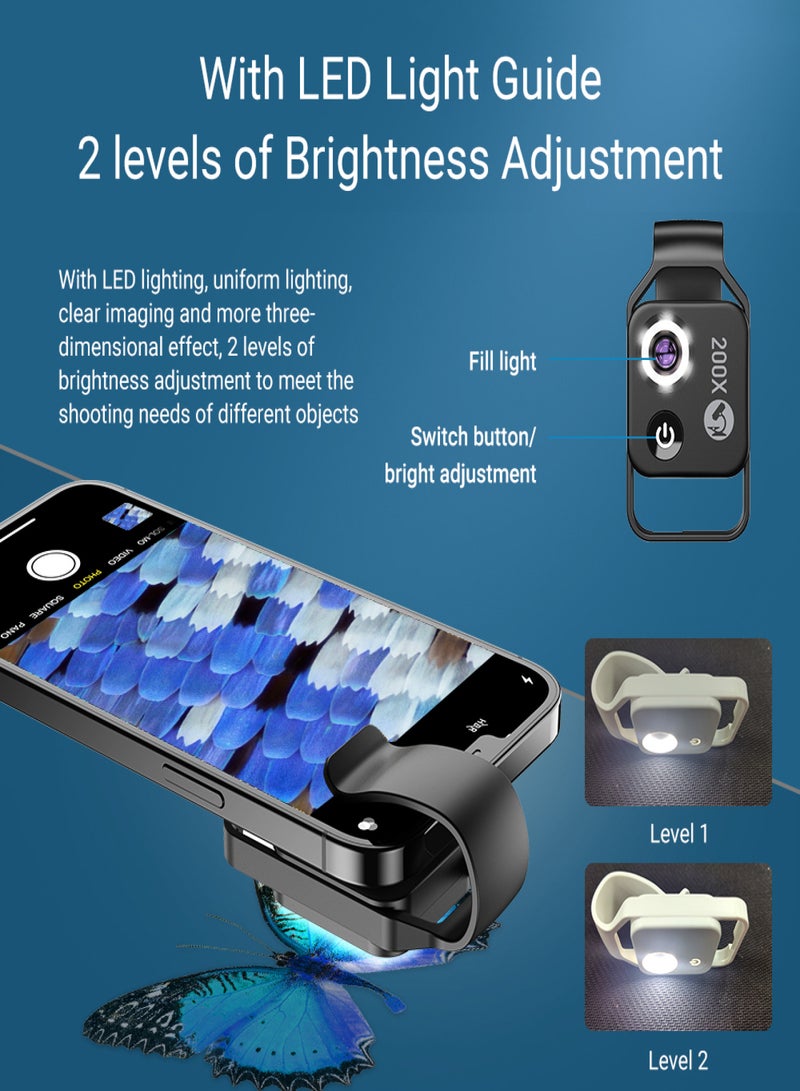 APEXEL MS002 200X Professional Phone Microscope Lens with Universal Phone Clip for Plant Insect Hair Skin Observation Jewelry Jade Appraisal Electronics Industry Testing - Image 3