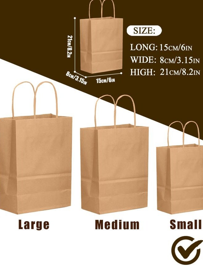 qiqee 200-Packs Brown Paper Gift Bags with Handles Bulk 8.3"x6"x3.15" Small Size Paper Bags Multiple Uses - Image 4
