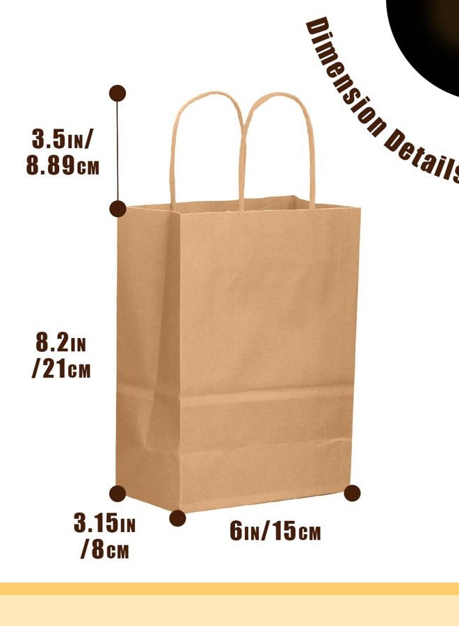 qiqee 200-Packs Brown Paper Gift Bags with Handles Bulk 8.3"x6"x3.15" Small Size Paper Bags Multiple Uses - Image 5