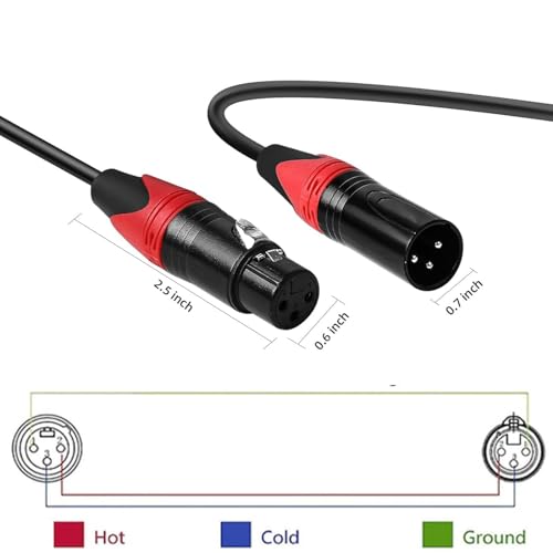 Imaginea XLR Male to XLR Female Cable (15 Meter /6PACK), Professional Balanced Microphone Lead XLR Male to Female Cables, Extension Mic Cable Cord for Mic Mixer, Recording Studio, Podcast - Image 3