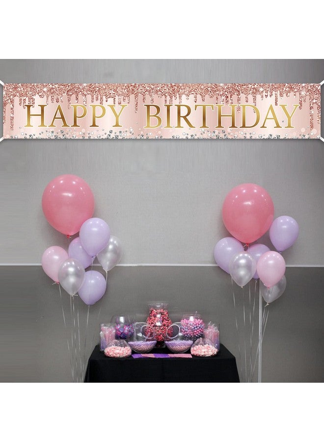 Excelloon Pink Rose Gold Happy Birthday Banner Decorations,Large Happy Birthday Yard Banner Sign Party Supplies for Women, 16th 21st 30th 40th 50th Birthday Decor for Outdoor Indoor (9.8x1.6ft) - Image 3