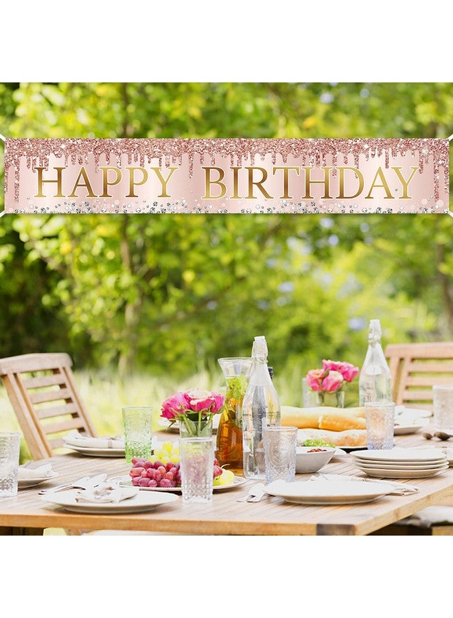 Excelloon Pink Rose Gold Happy Birthday Banner Decorations,Large Happy Birthday Yard Banner Sign Party Supplies for Women, 16th 21st 30th 40th 50th Birthday Decor for Outdoor Indoor (9.8x1.6ft) - Image 4