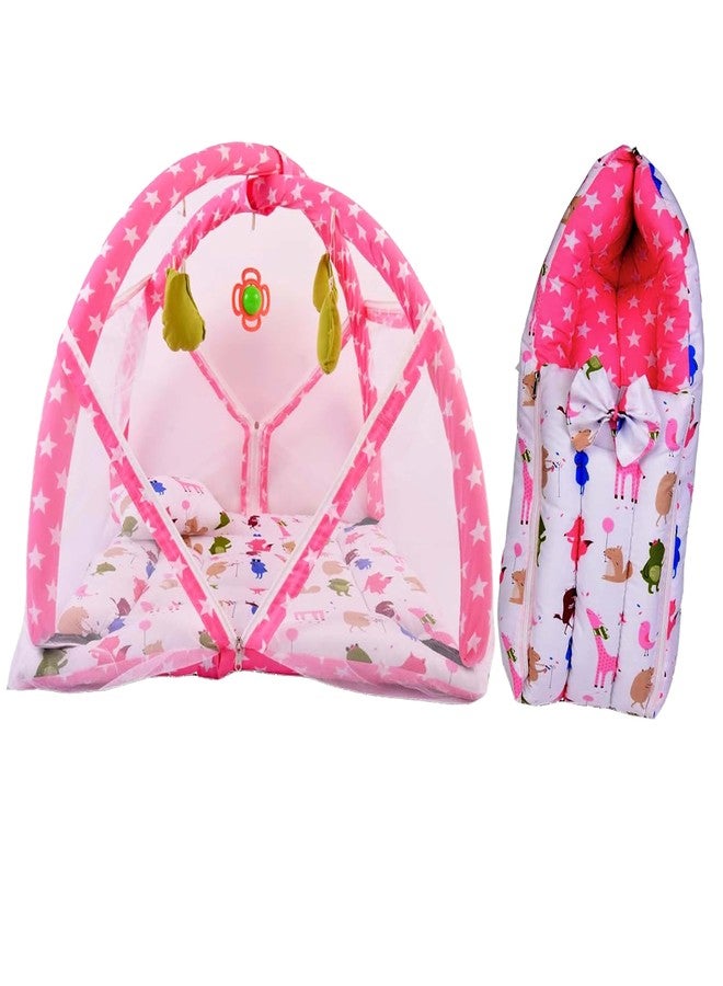 Kwitchy New Born Baby Bedding Set Combo of Play Gym Bed with Net & Carry Bag (Pink, 0-6 Months) (2PCS Set) - Image 2