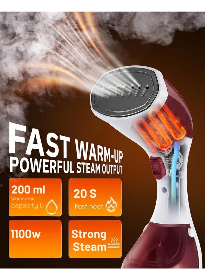 Handheld Garment Steamer 1100W with 200ml Water Tank – Portable Hanging Steam Iron with Fast 20-Second Heat-Up, Continuous Steam up to 12 Minutes, Stainless Steel Panel for Wrinkle Removal & Auto Shut-Off Safety Feature -Multicolor - Image 2