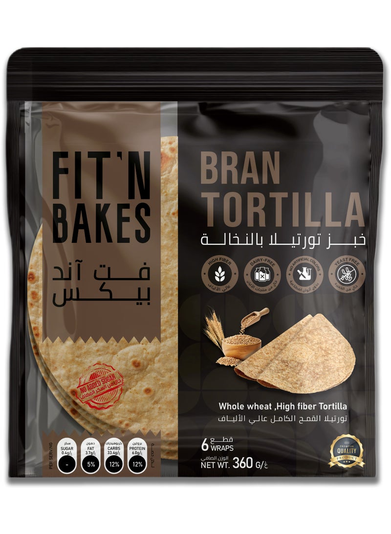 FIT 'N Bakes Bran Tortilla 360g Bread (Bran) - Image 1