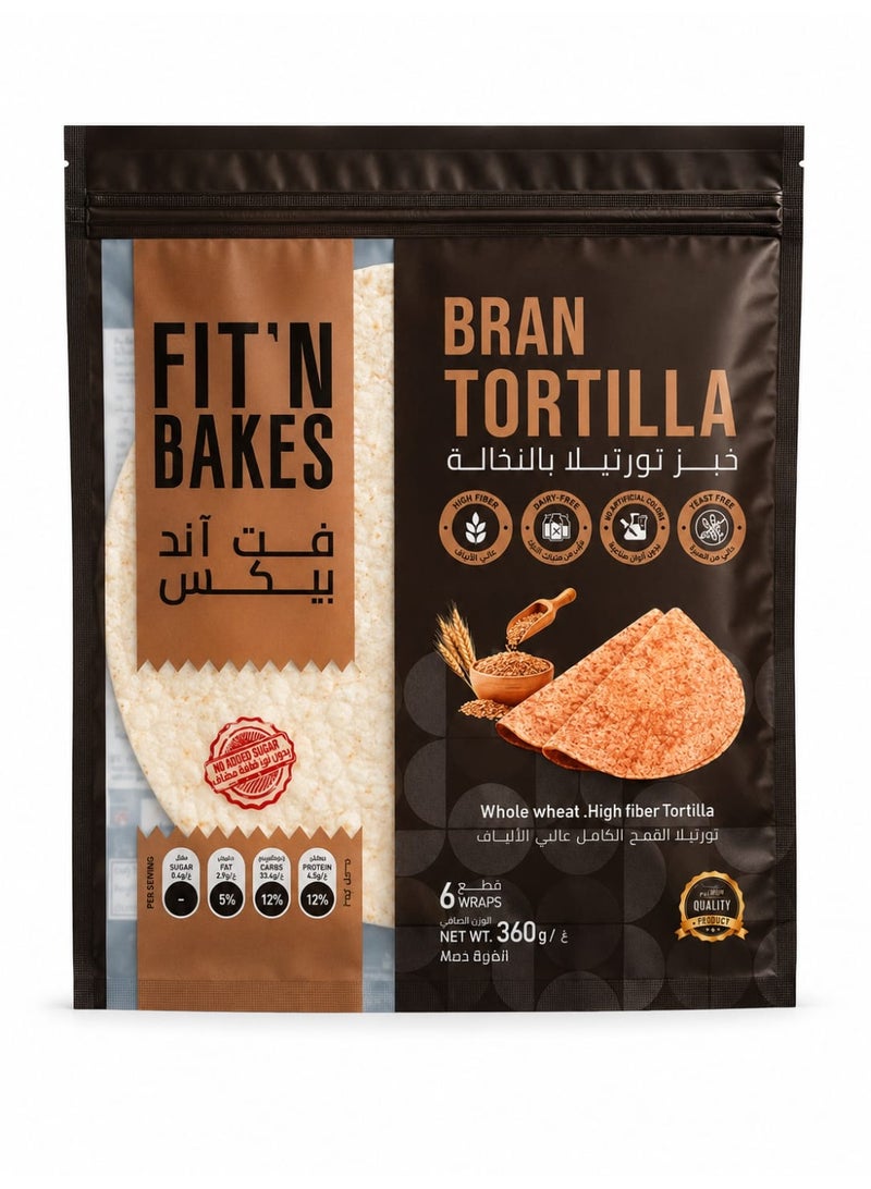 FIT 'N Bakes Bran Tortilla 360g Bread (Bran) - Image 1