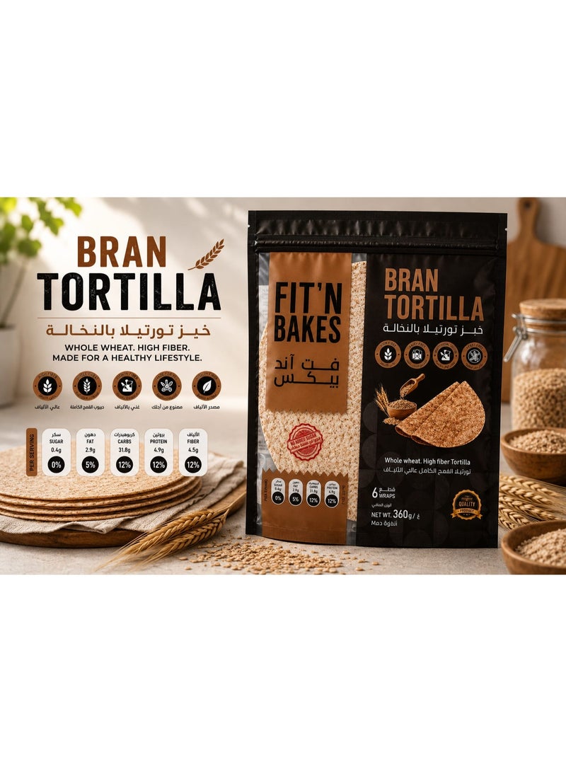 FIT 'N Bakes Bran Tortilla 360g Bread (Bran) - Image 3