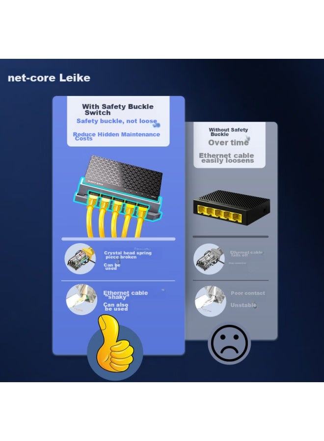 Netcore S5g 5-port Gigabit Switch, Enterprise-grade Switch, Monitoring Network Office Home Dormitory Ethernet Security Splitter, Compatible With Weak Current Box, Compatible With 100mbps - Image 4