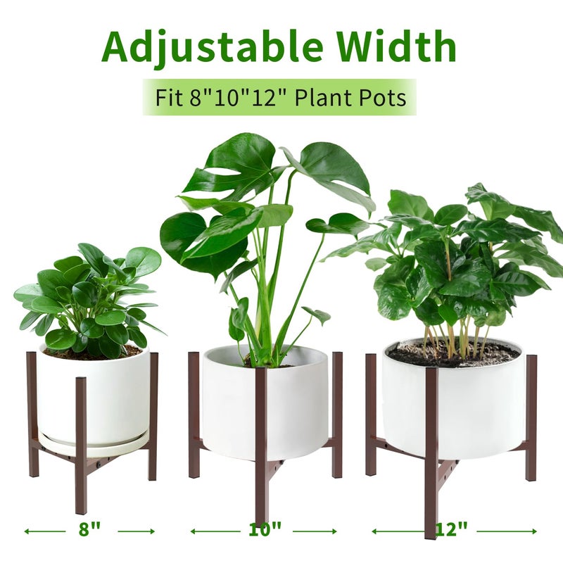 Airpark Aripark Plant Stand Indoor Adjustable  Metal Modern Plant Stands  Small Heavy Duty Stable Pot Flower Holder Indoor Outdoor Corner  Fit 8 9 10 11 12 Inch Pots  Reddish Brown (Pot & Plant Not Included) - Image 3