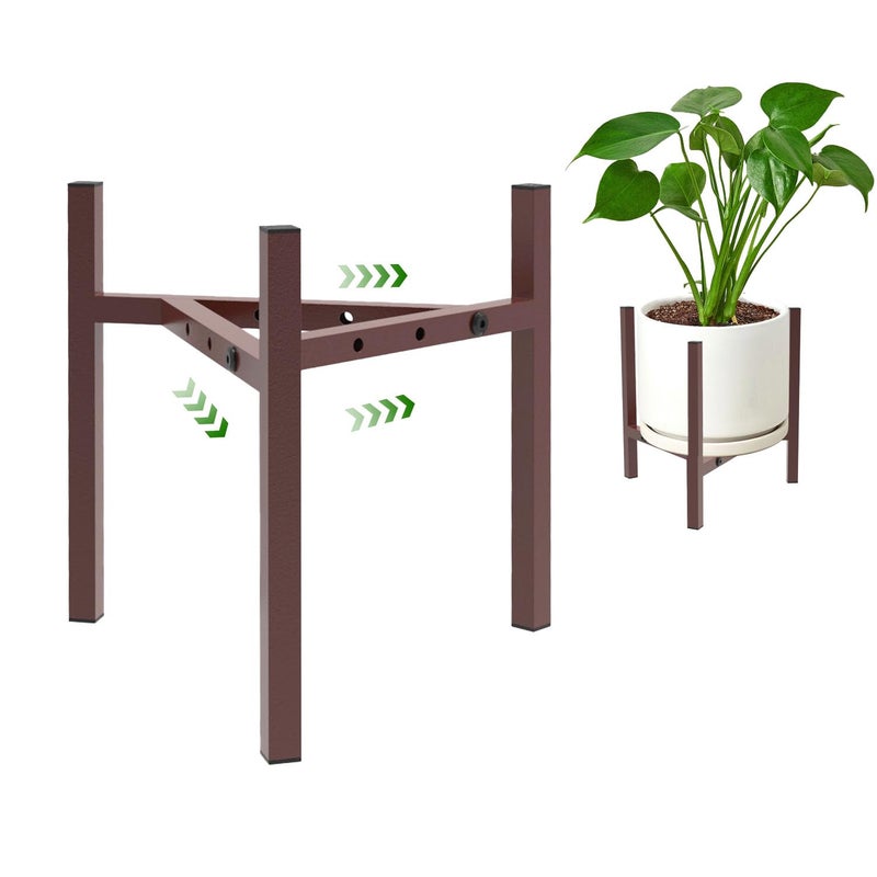 Airpark Aripark Plant Stand Indoor Adjustable  Metal Modern Plant Stands  Small Heavy Duty Stable Pot Flower Holder Indoor Outdoor Corner  Fit 8 9 10 11 12 Inch Pots  Reddish Brown (Pot & Plant Not Included) - Image 1